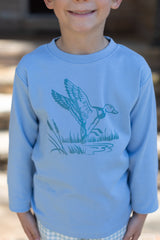 Boy Tee Long Sleeve Sky Blue with Flying Duck