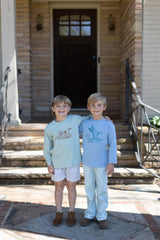 Boy Tee Long Sleeve Premium in Mist Knit w/ Hunting Dog
