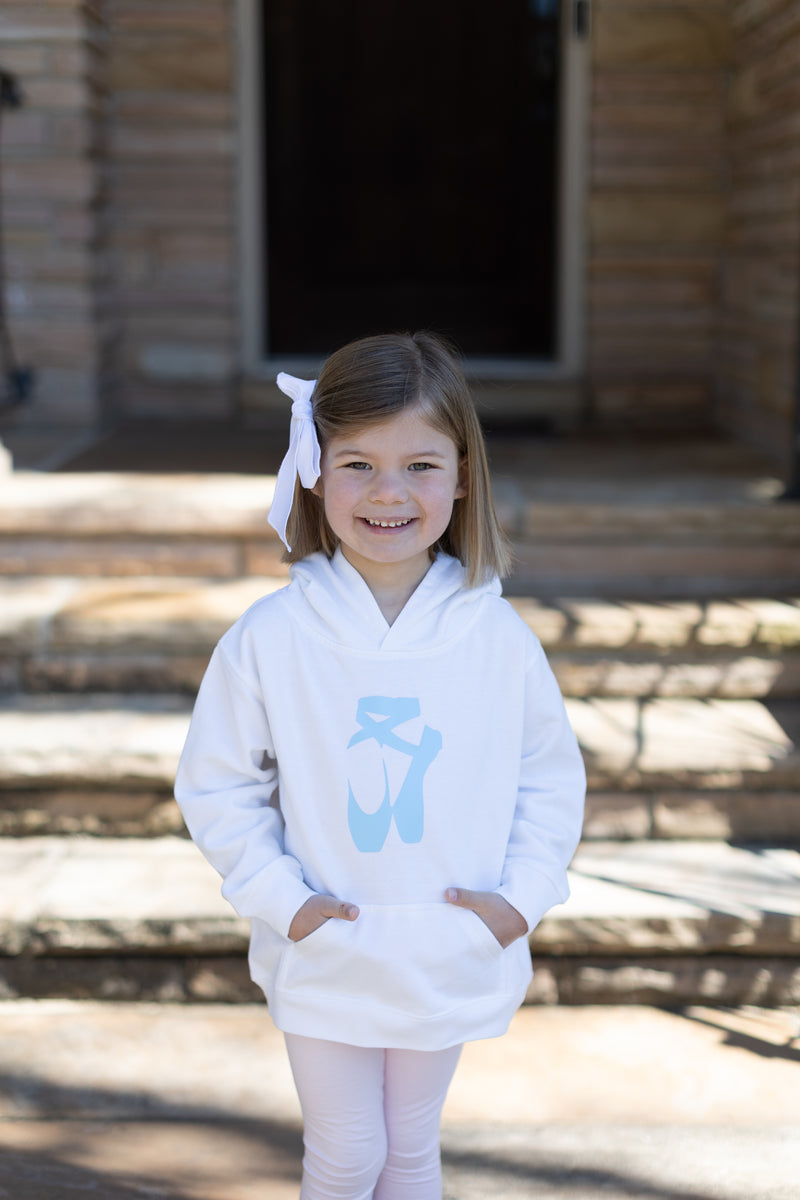 Fleece Hoodie White with Ballet Shoes