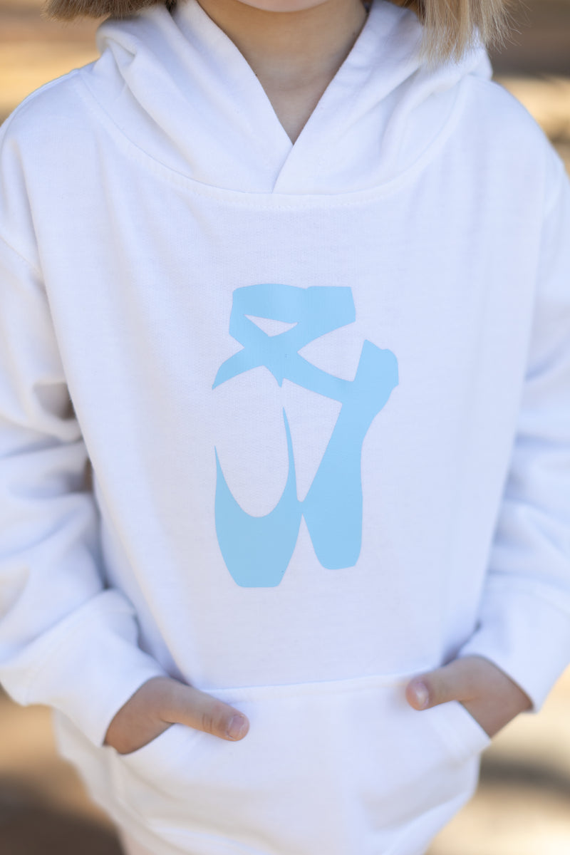 Fleece Hoodie White with Ballet Shoes
