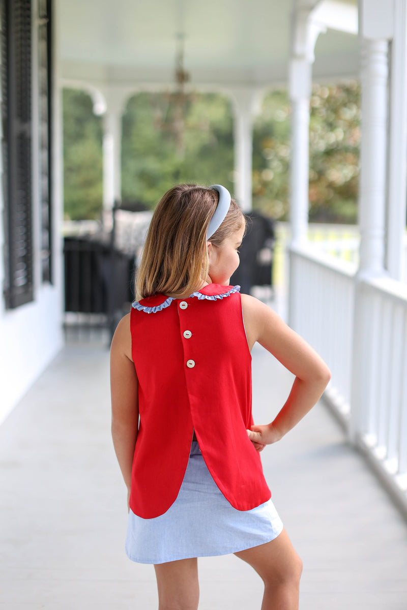 Martha Top in Red Pique