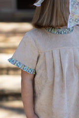 Georgia Dress Short Sleeve in Toast Non-Wrinkle Corduroy