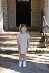 Georgia Dress Short Sleeve in Toast Non-Wrinkle Corduroy