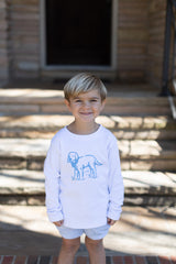 Boy Tee Long Sleeve White with Puppy Screen Print