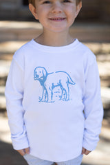 Boy Tee Long Sleeve White with Puppy Screen Print