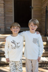 Boy Tee Long Sleeve Basic in Ecru Knit w/ Flying Duck