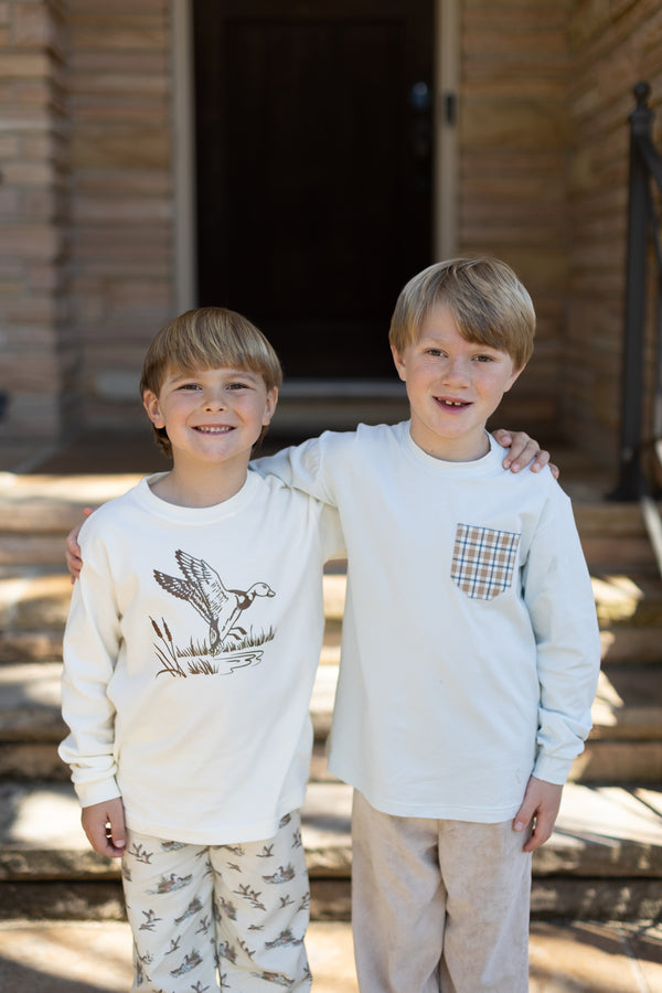 Boy Tee Long Sleeve Basic in Ecru Knit w/ Flying Duck