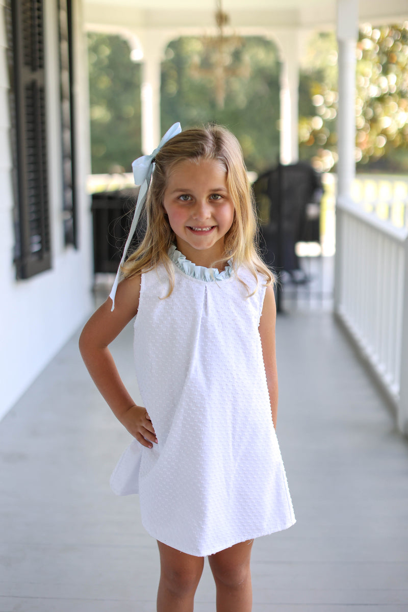 Annabelle Dress Sleeveless Lined in White Swiss Dots