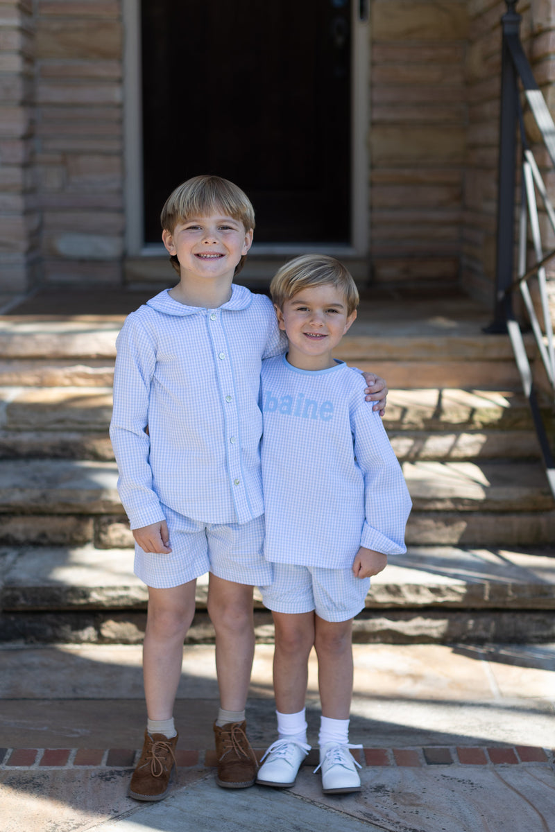 Fitz Shirt Long Sleeve in Light Blue 1/8 Check