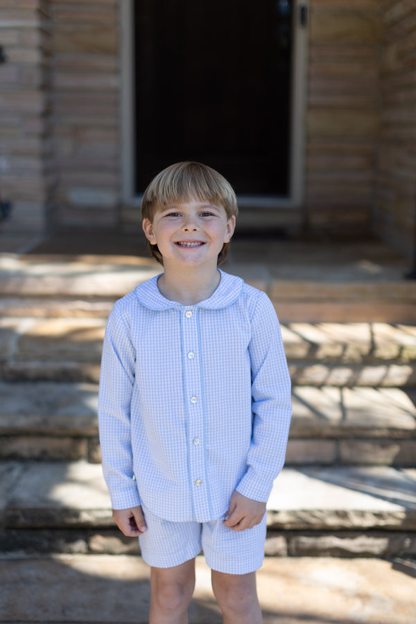 Boy Shorts in Light Blue 1/8 Check