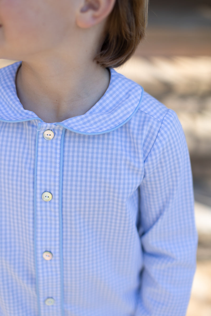 Fitz Shirt Long Sleeve in Light Blue 1/8 Check