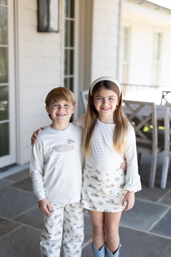 Boy Tee Long Sleeve Premium in Baby Blue Stripe Knit w/ Duck