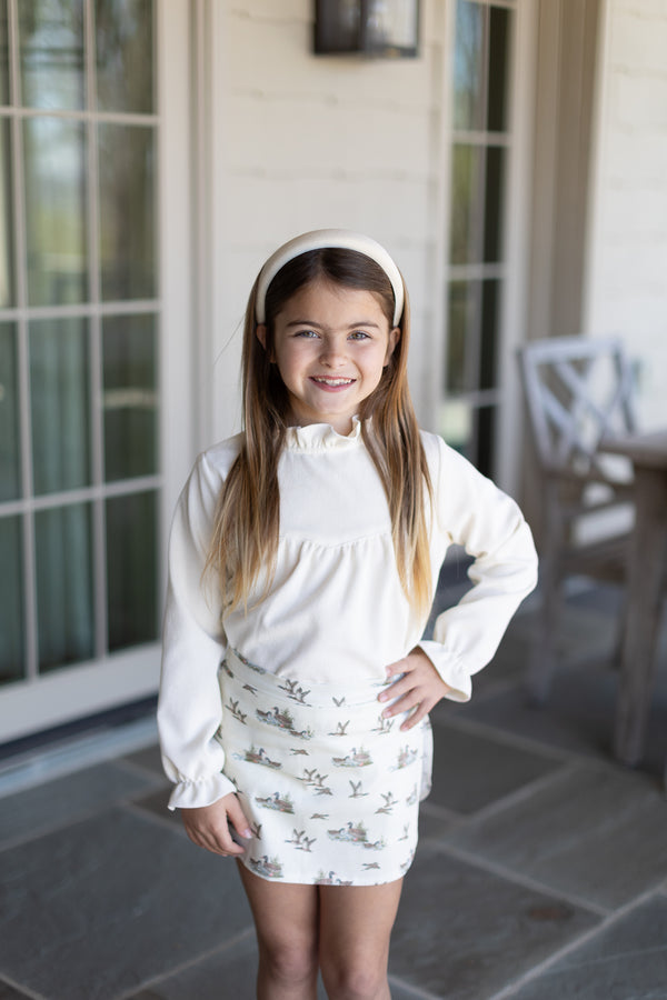 Avery Top Long Sleeve in Ivory Non-Wrinkle Cord