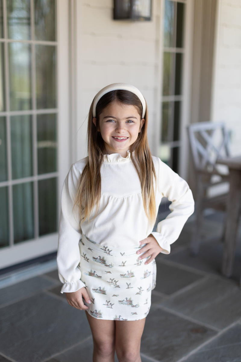 Avery Top Long Sleeve in Ivory Non-Wrinkle Cord