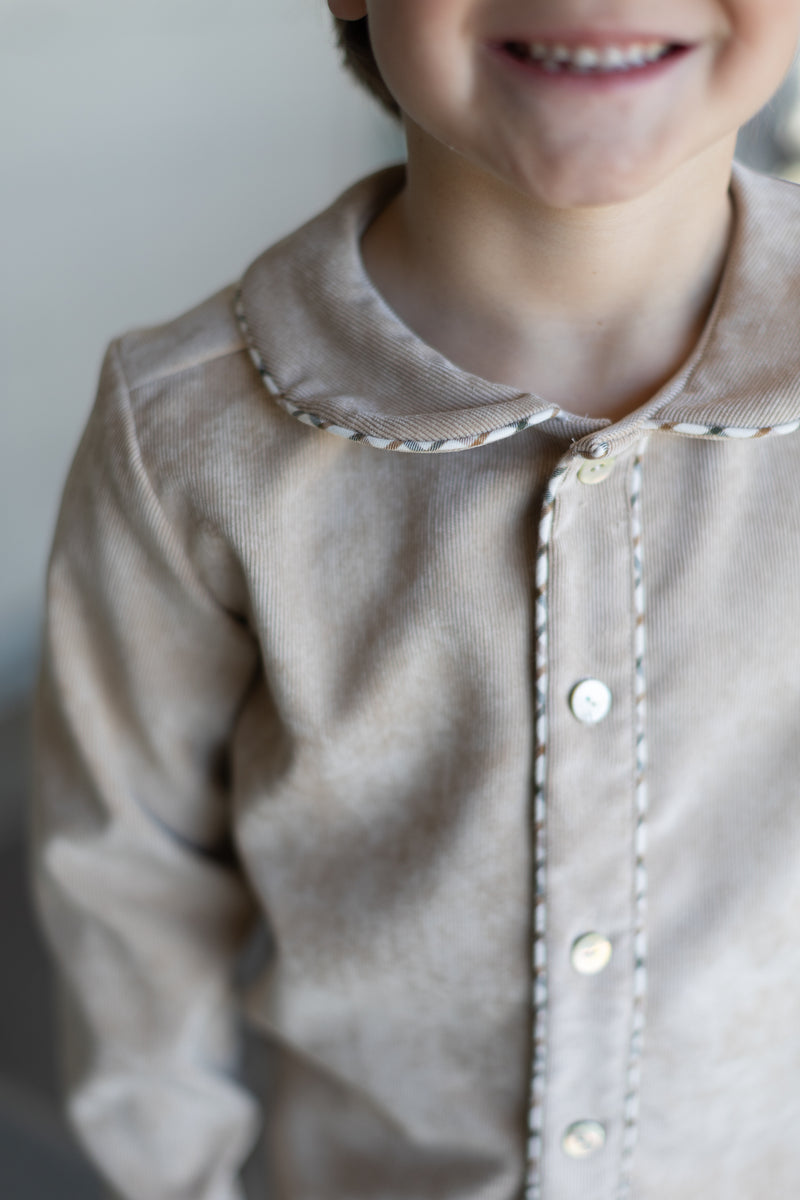 Fitz Shirt Long Sleeve in Toast Non-Wrinkle Corduroy