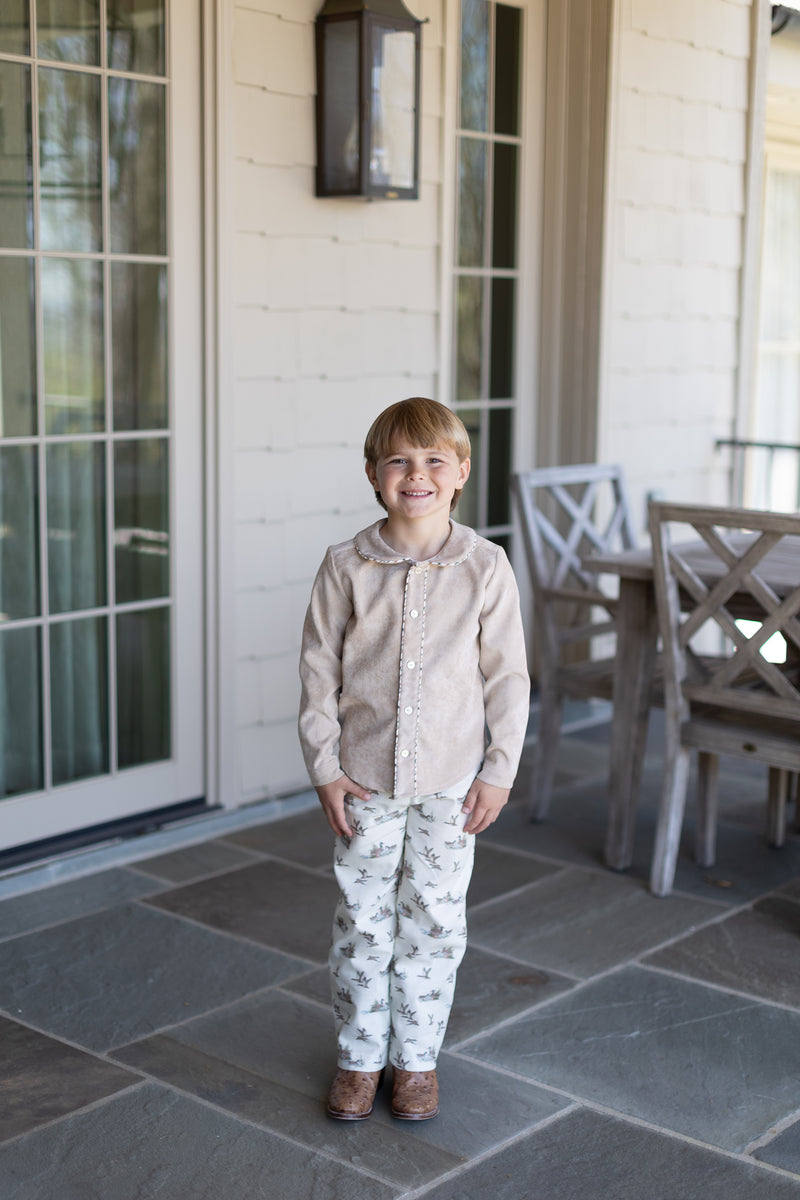 Fitz Shirt Long Sleeve in Toast Non-Wrinkle Corduroy
