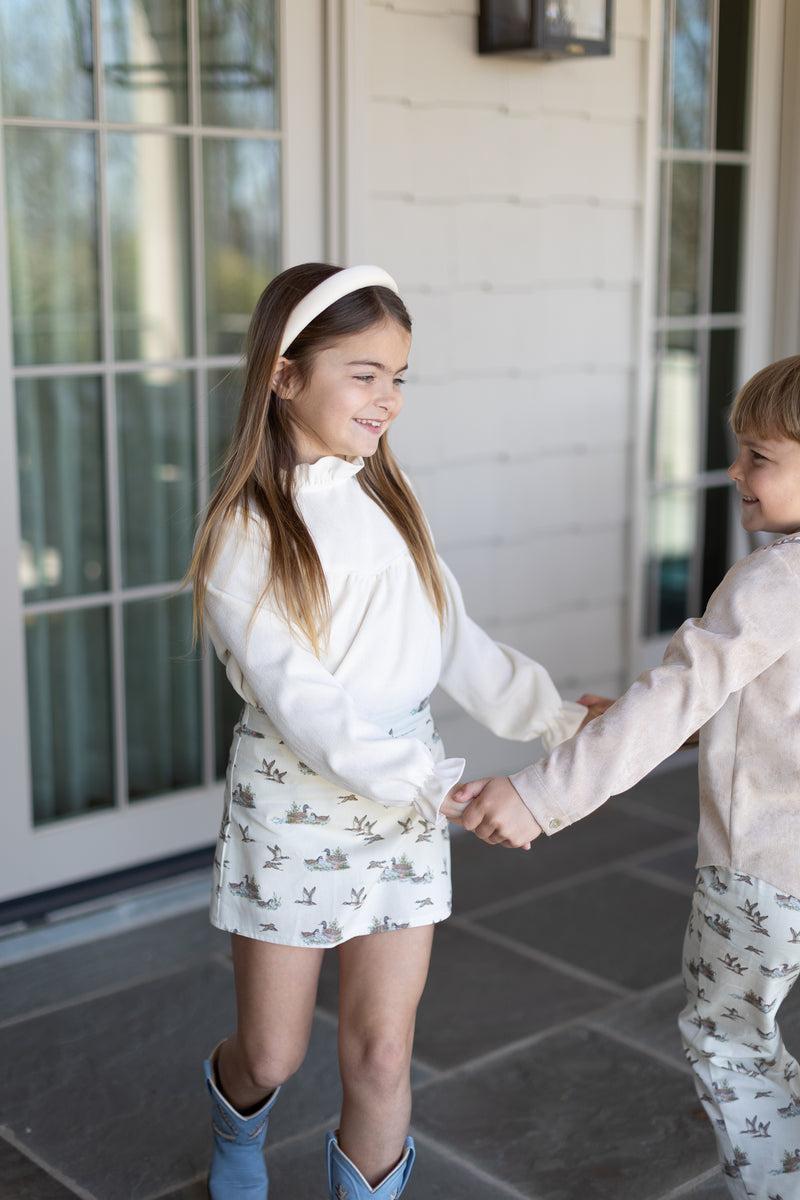 Avery Top Long Sleeve in Ivory Non-Wrinkle Cord