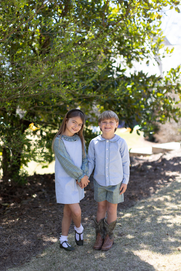 Allyson Top Long Sleeve in Wimbledon Plaid