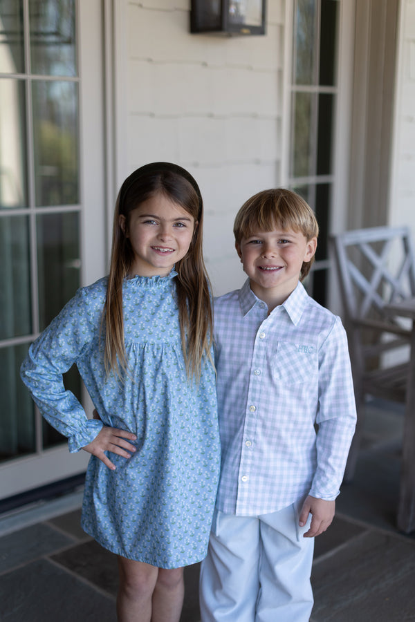 Roy Shirt Long Sleeve in Sage Windowpane