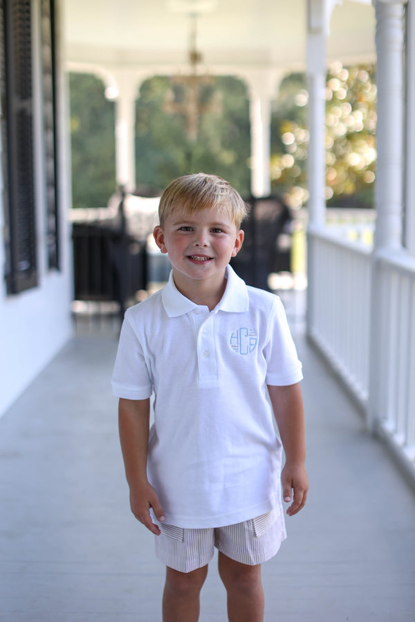 Boy Polo Short Sleeve with Art Deco Monogram