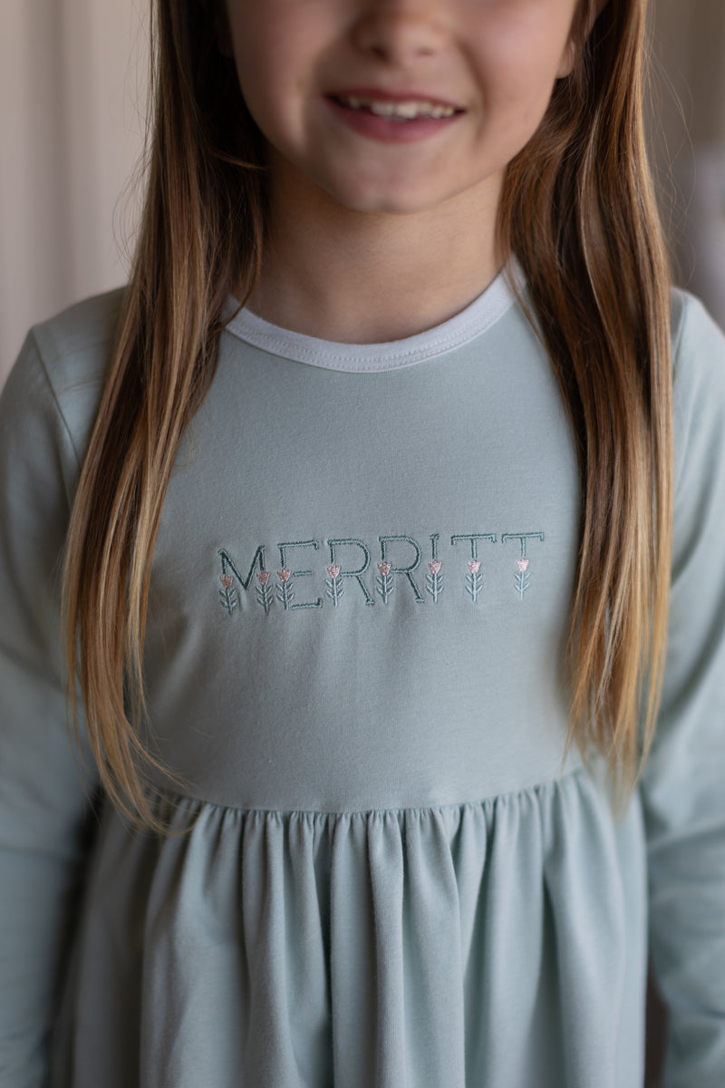 Sophie Knit Dress Long Sleeve Premium in Mist Knit