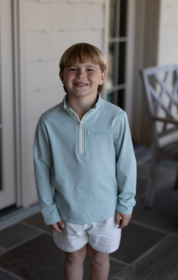 Dylan Knit Pullover Premium in Mist Knit with Handwritten Name w/ Stars