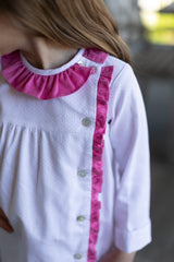 Elizabeth Dress Long Sleeve in Bitty Dot Pink Pique