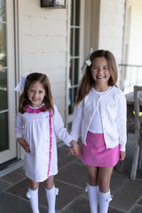 Elizabeth Dress Long Sleeve in Bitty Dot Pink Pique