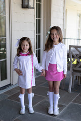 Knee High Seamless Socks with Pom Pom in White