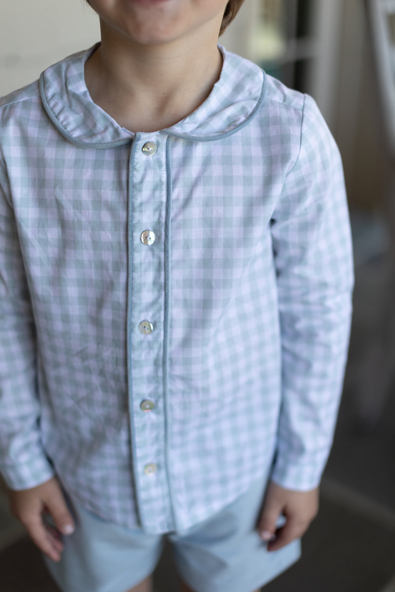 Fitz Shirt Long Sleeve in Sage Windowpane