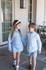 Tyson Shirt Long Sleeve in French Blue Check