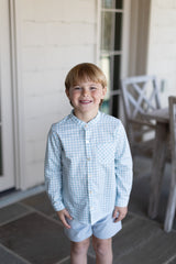 Tyson Shirt Long Sleeve in French Blue Check