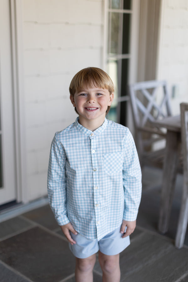 Tyson Shirt Long Sleeve in French Blue Check