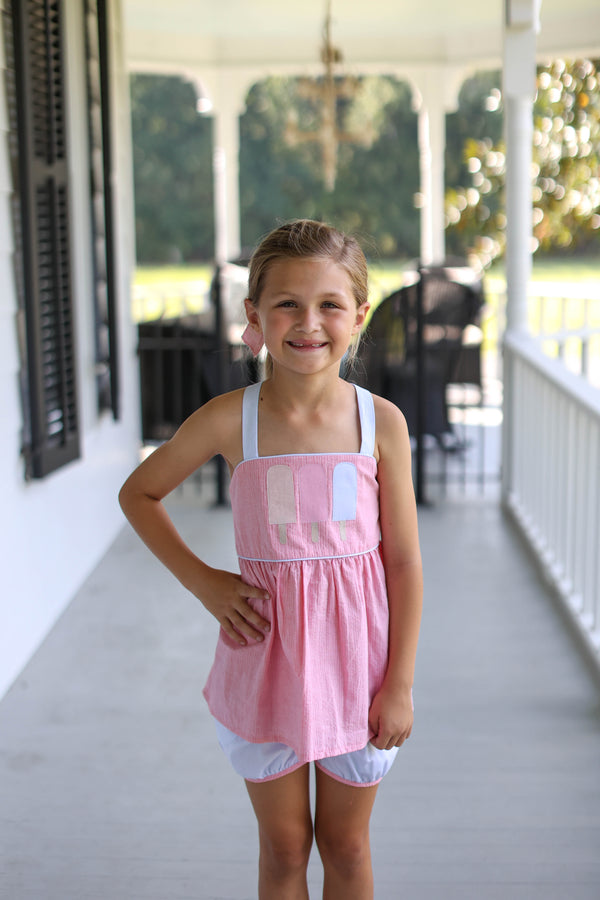 Heidi Top in Nantucket Red Seersucker