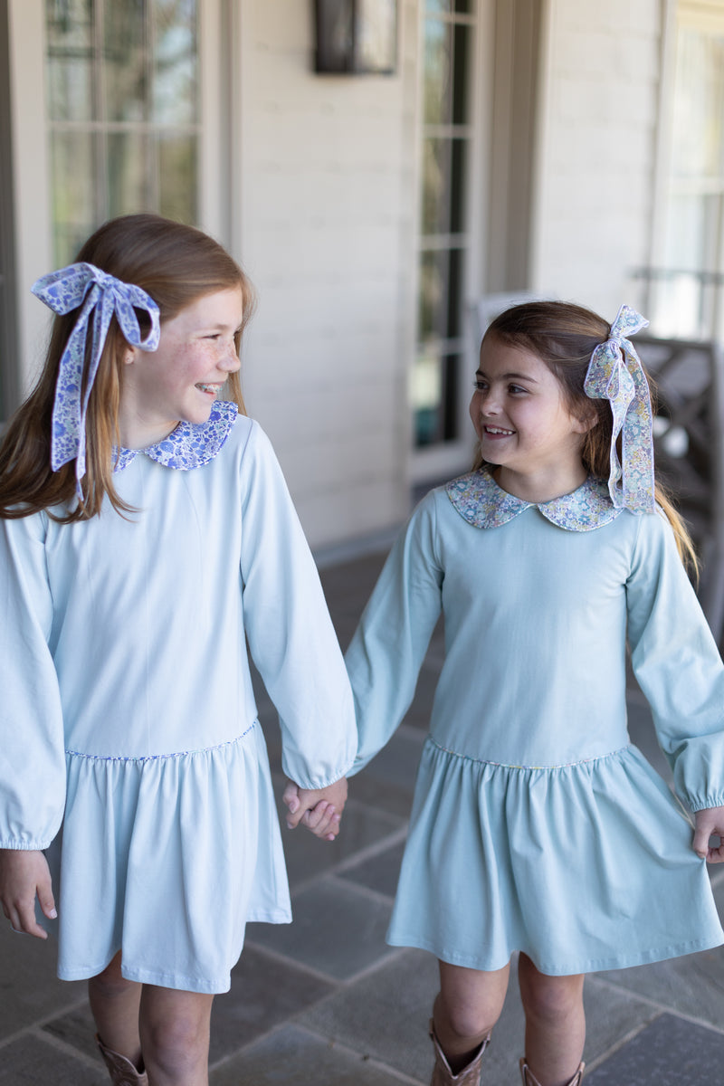Layton Knit Dress Long Sleeve Premium in Light Blue Knit