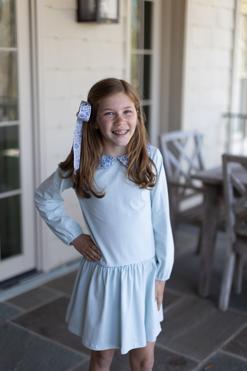 Layton Knit Dress Long Sleeve Premium in Light Blue Knit
