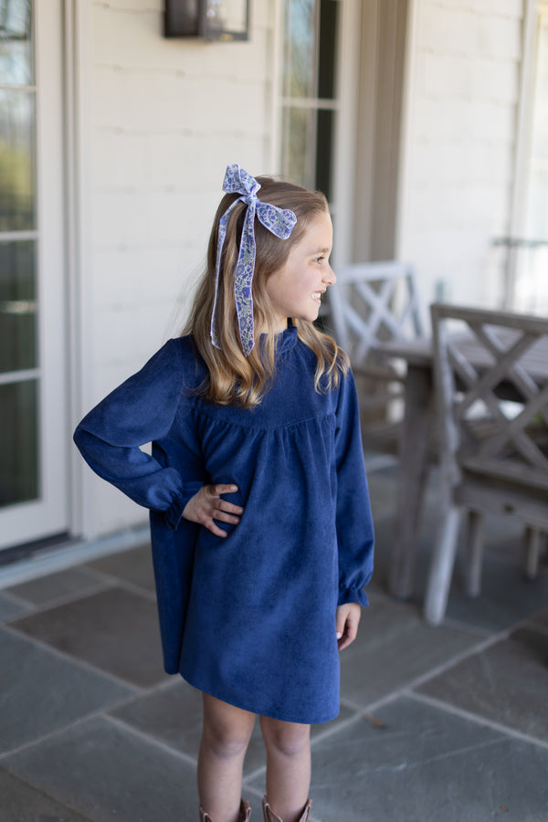 Avery Dress Long Sleeve in Cadet Blue Non-Wrinkle Cord