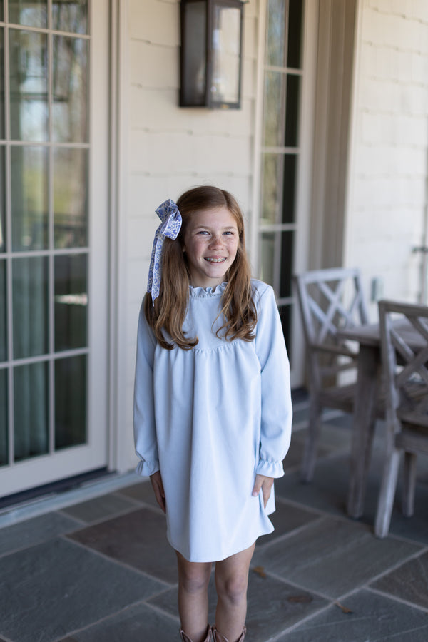 Avery Dress Long Sleeve in Powder Blue Non-Wrinkle Cord