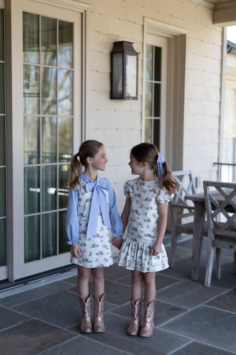 Betty Jane Dress in Duck Hunt Ivory