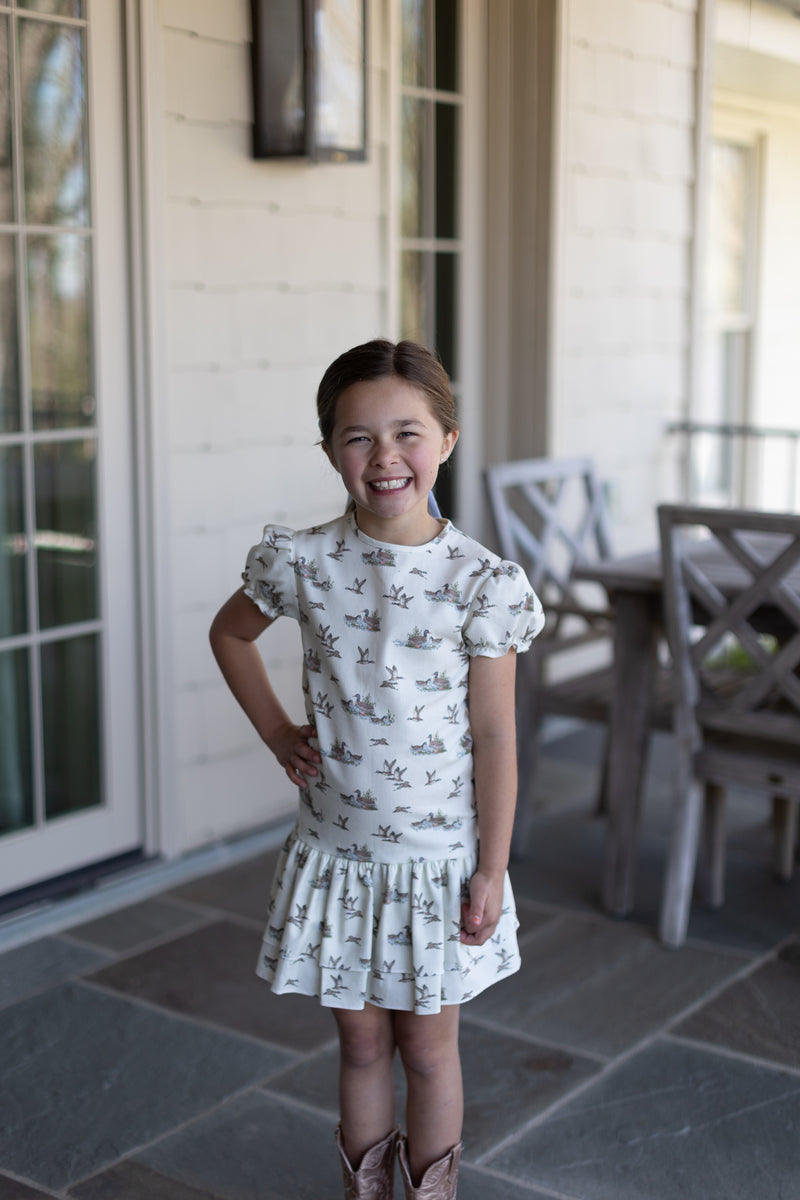 Betty Jane Dress in Duck Hunt Ivory