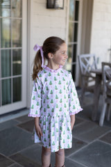 Mary Reddoch Dress 3/4 Sleeve in Christmas Tree Pink