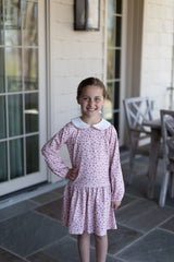 Layton Knit Dress Long Sleeve Premium in Dusty Pink Roses Knit