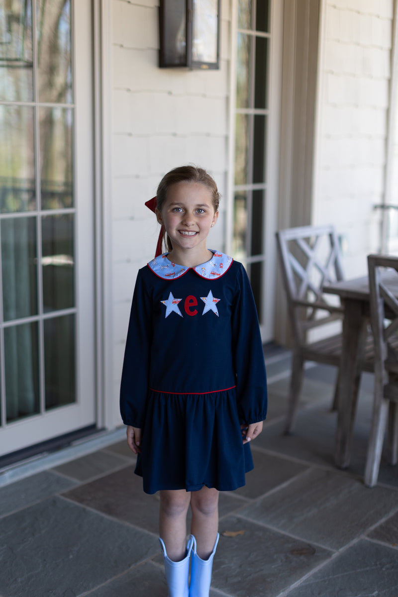 Layton Knit Dress Long Sleeve Basic in Navy Knit