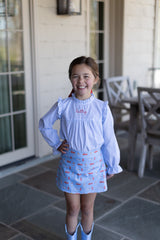 Macy Top in Light Blue 1/8 Check