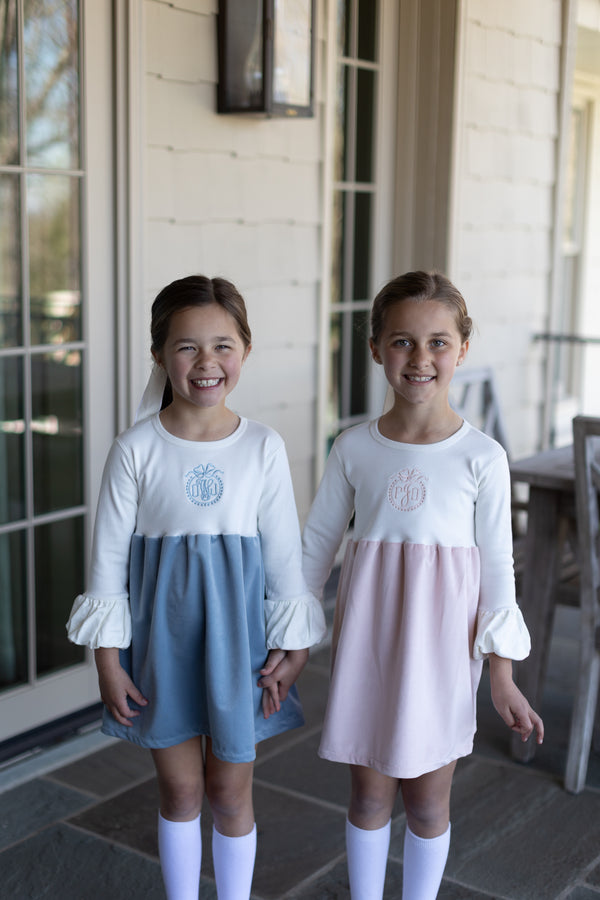Delilah Dress w/ Sister Tee Basic in Ecru Knit with Porcelain Velvet skirt