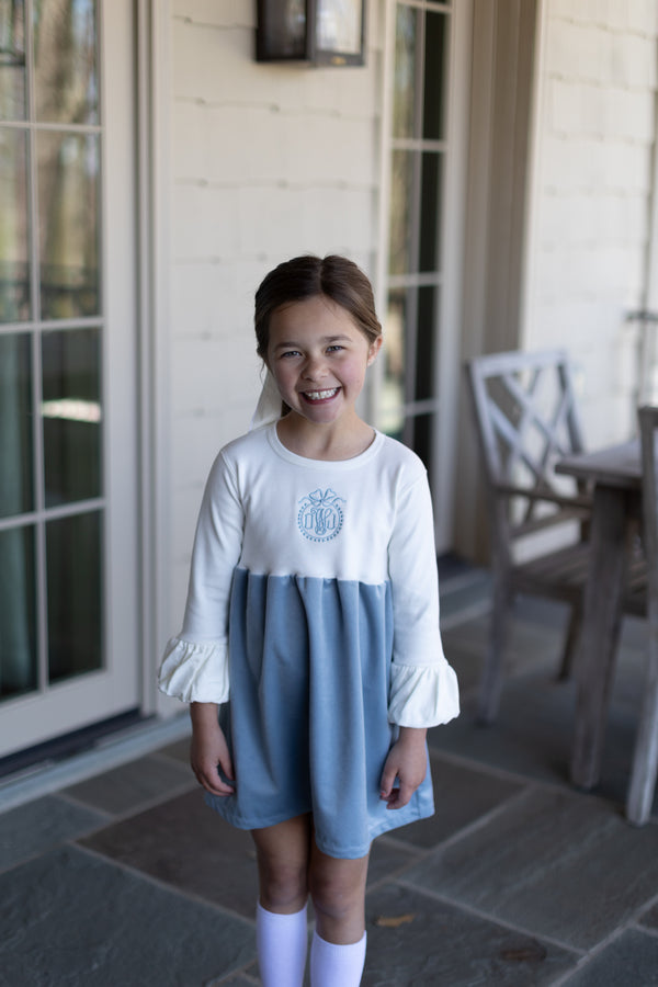 Delilah Dress w/ Sister Tee Basic in Ecru Knit with Porcelain Velvet skirt