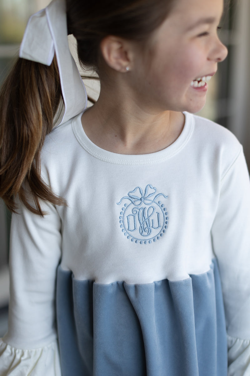 Delilah Dress w/ Sister Tee Basic in Ecru Knit with Porcelain Velvet skirt