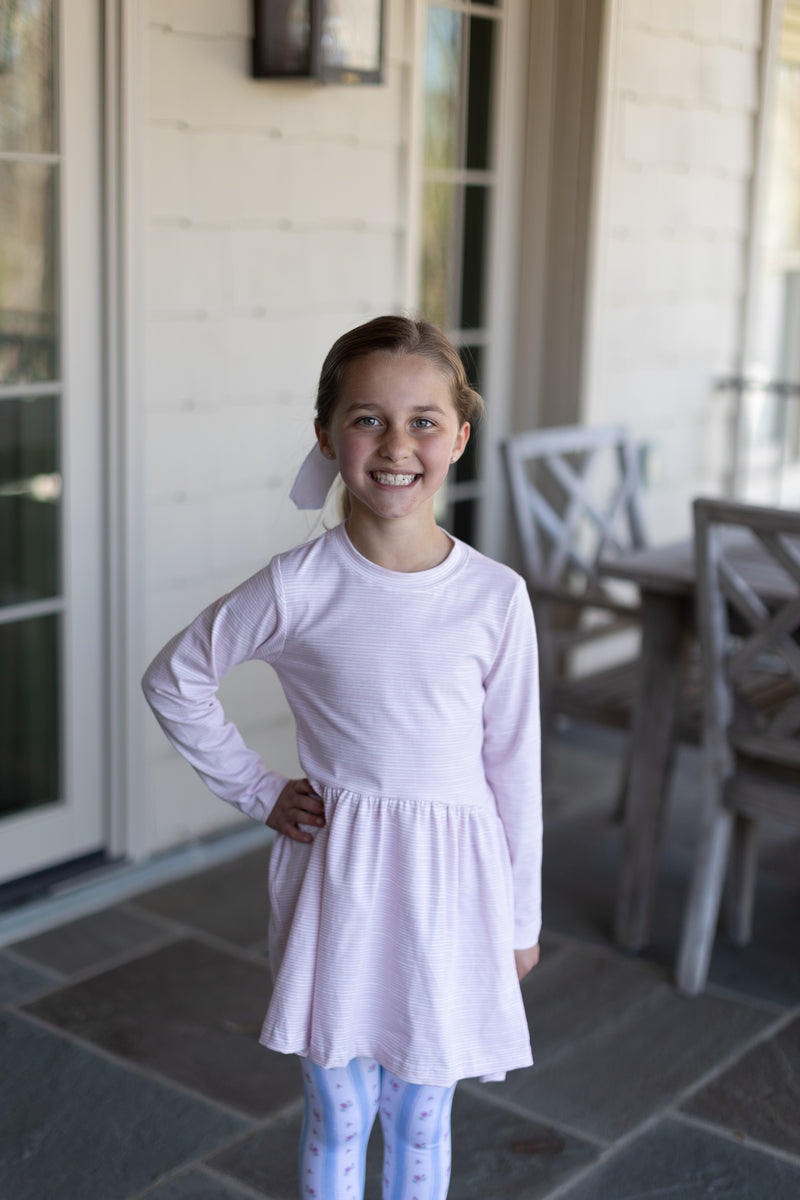 Lucy Knit Dress Premium in Pretty Pink Stripe Knit