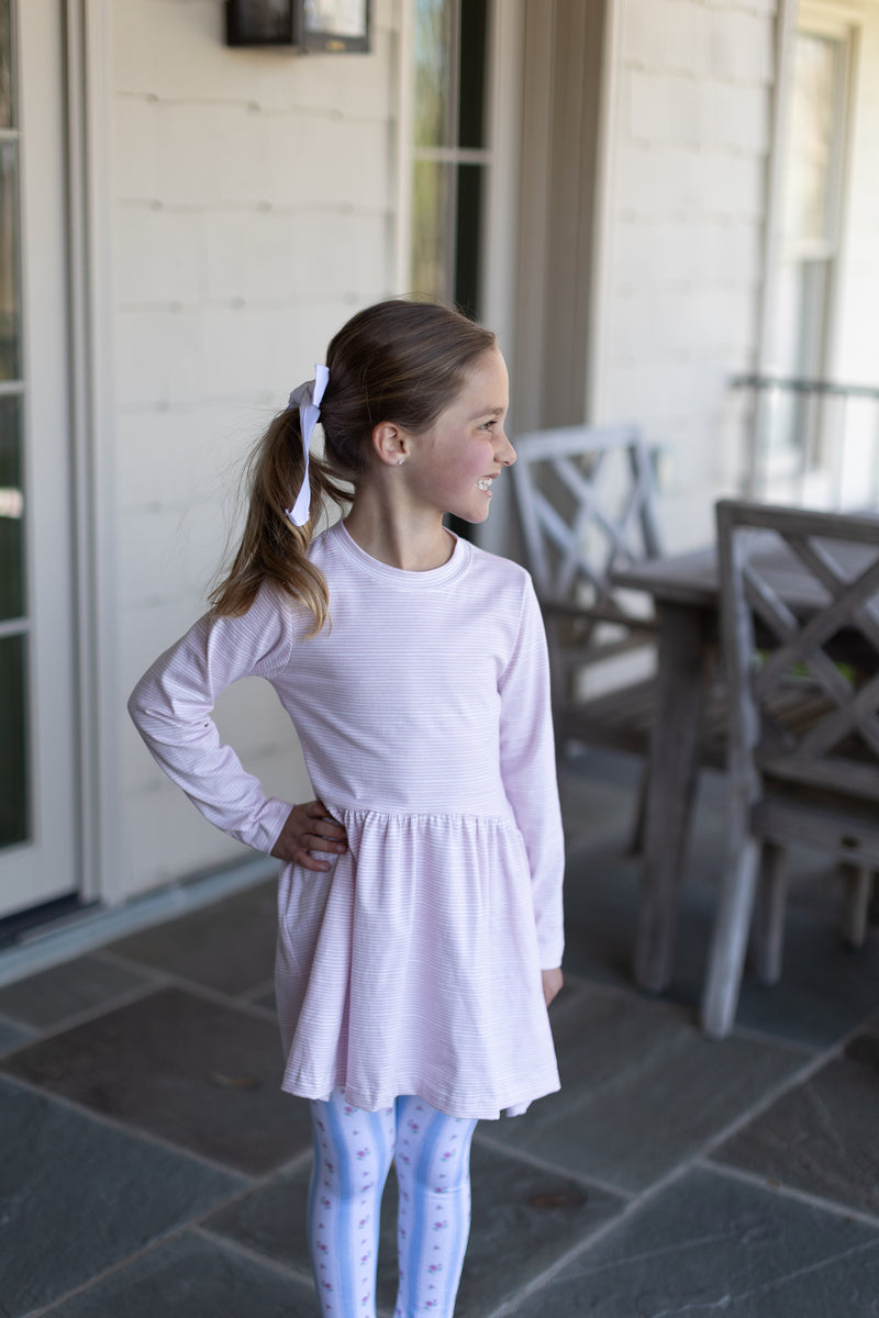 Lucy Knit Dress Premium in Pretty Pink Stripe Knit