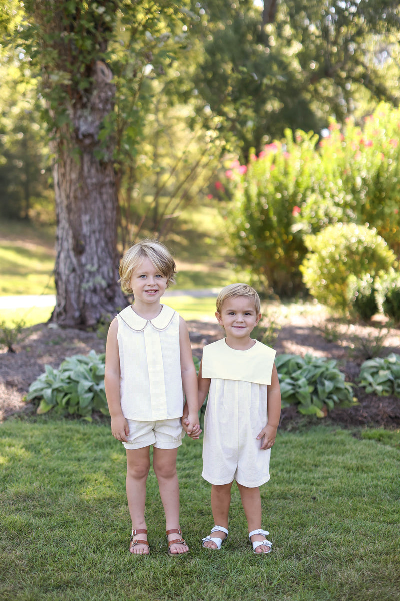 Finn Shorts in Yellow Stripe Seersucker